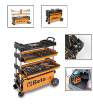 Carucior mobil cu 4 rafturi suprapuse tip sertare C27S Orange Beta Tools 