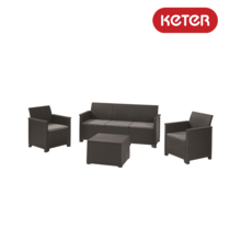 Set mobilier de gradina cu 5 locuri grafit Emma + Spatiu depozitare Keter 246145